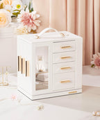 Homde 360° Rotating Jewelry Box with Mirror, 7 Drawers and Necklace Hooks