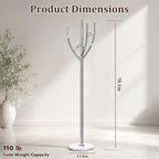 Homde Metal Coat Rack Stand with Natural Marble Base and 8 Hooks