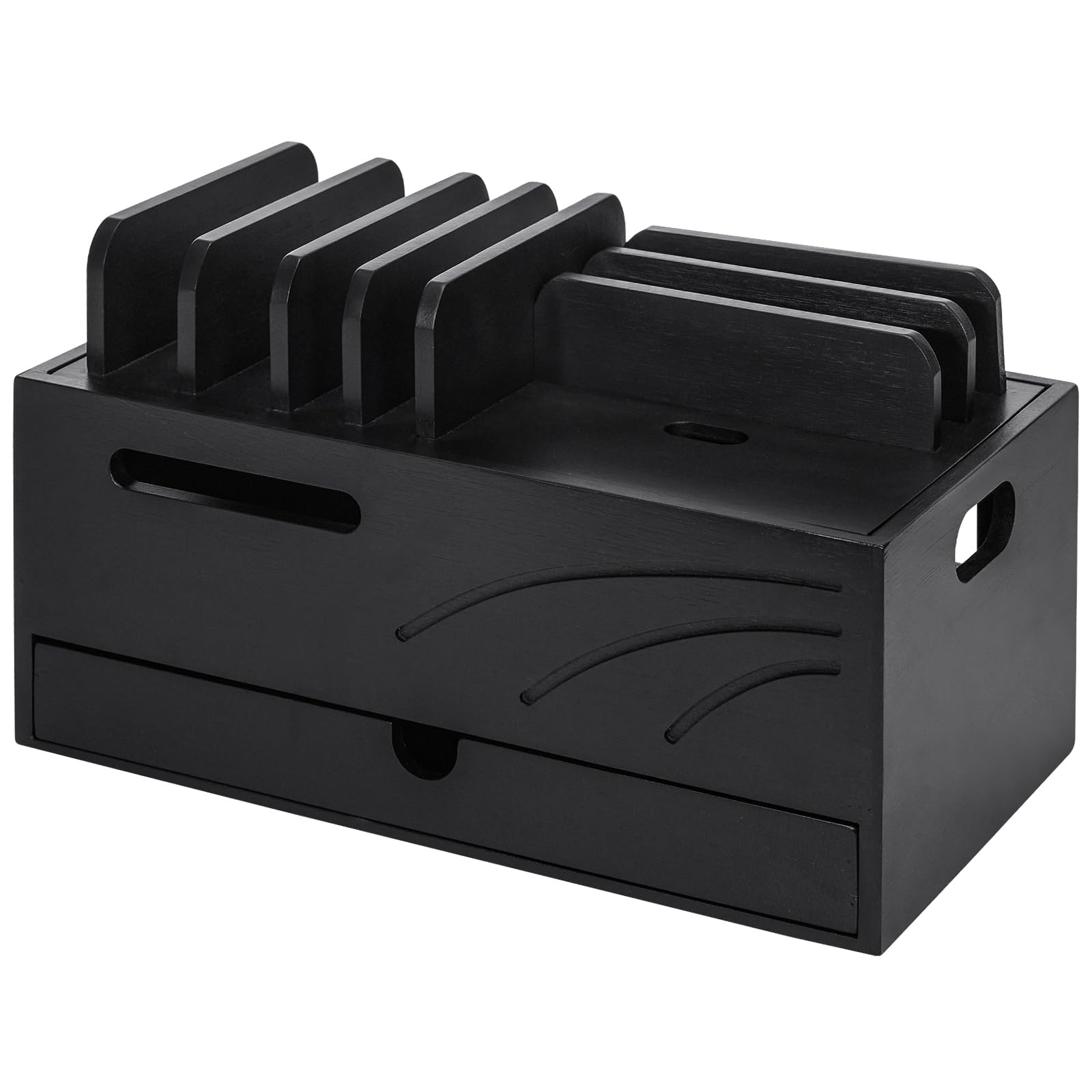 Homde Bamboo Charging Station Organizer with 6 Slots and Drawer-Homde