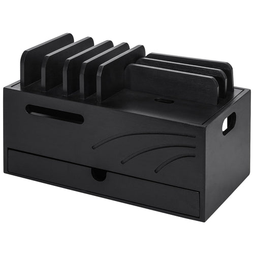 Homde Bamboo Charging Station Organizer with 6 Slots and Drawer-Homde