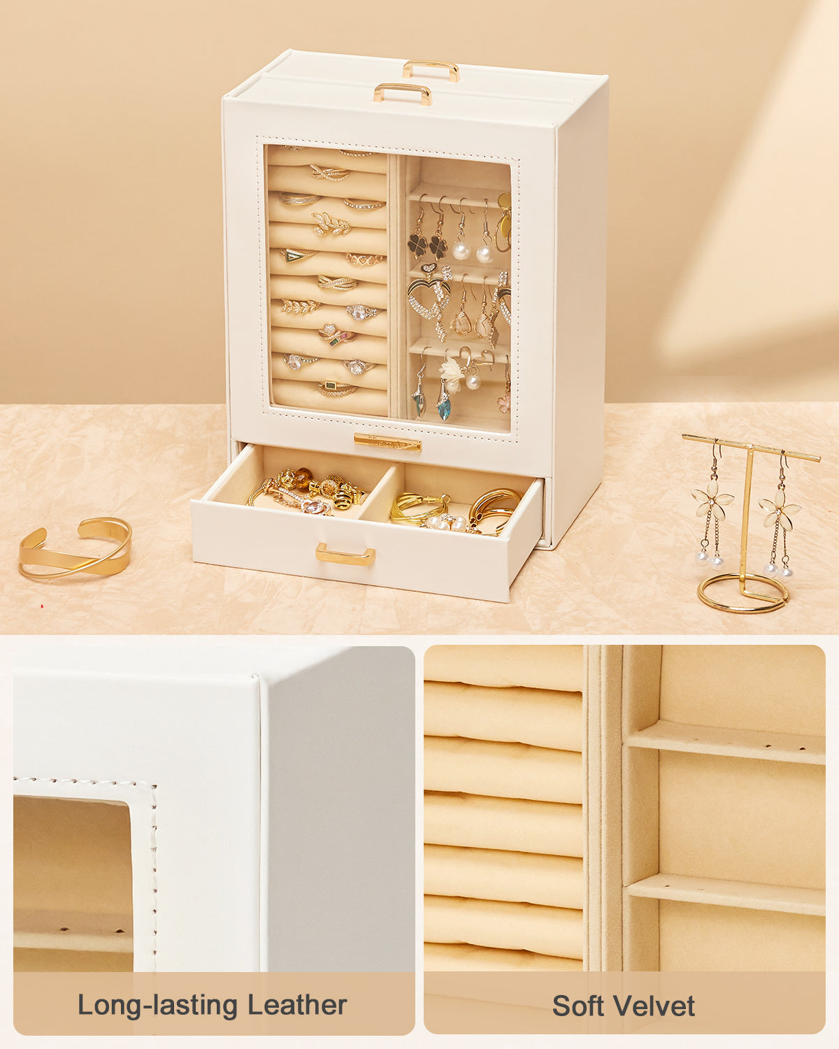 Jewelry Organizer Girls Women Jewelry Box for Necklaces Rings Earrings Gift Jewelry Storage Case