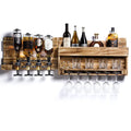 Homde Wall Mounted Wood Wine Rack with Glass Holder and Liquor Dispenser-Homde