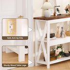 3-Tier Wood Entryway Table, 41" Narrow Console Table-Homde