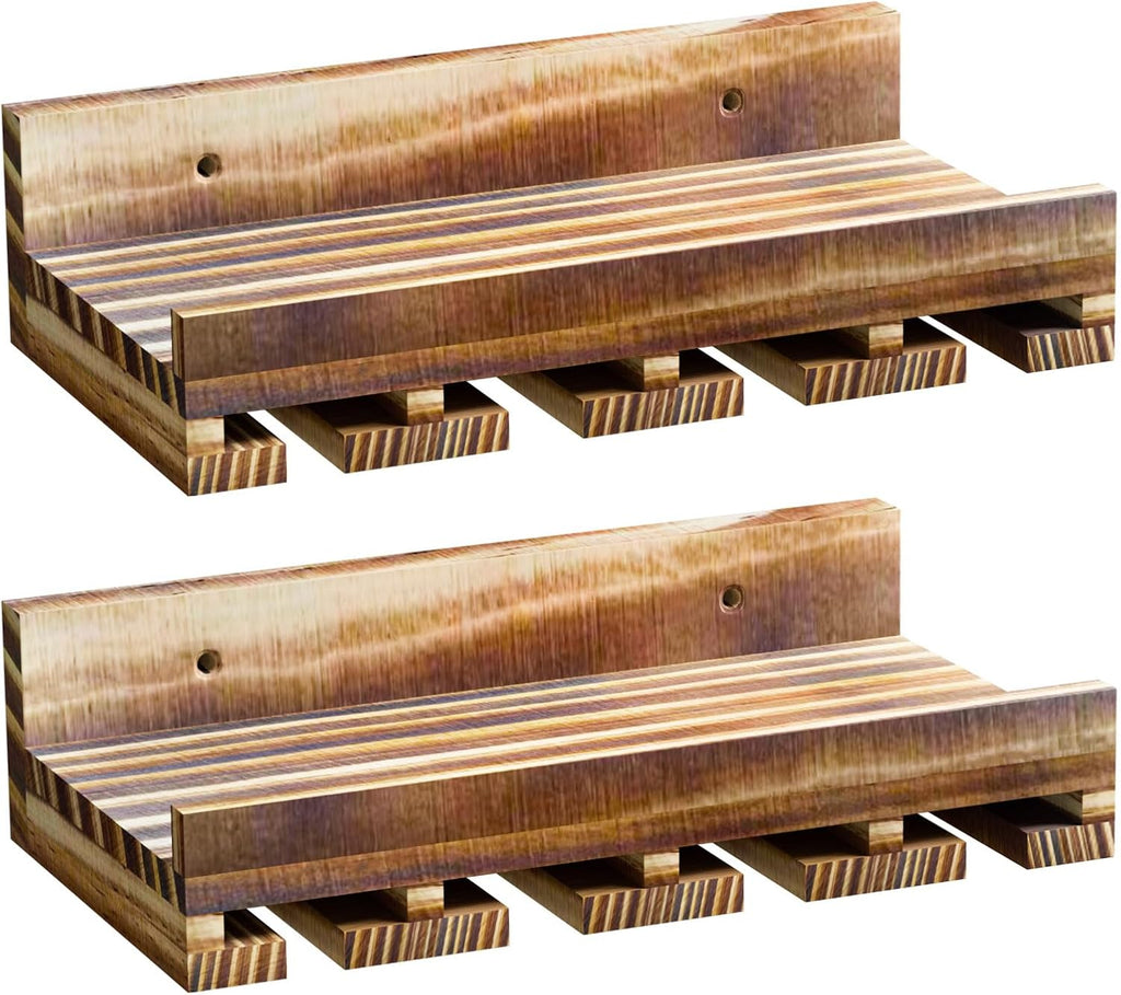 Homde 2-Pack Wall Mounted Wood Wine Rack with Glass Holder-Homde