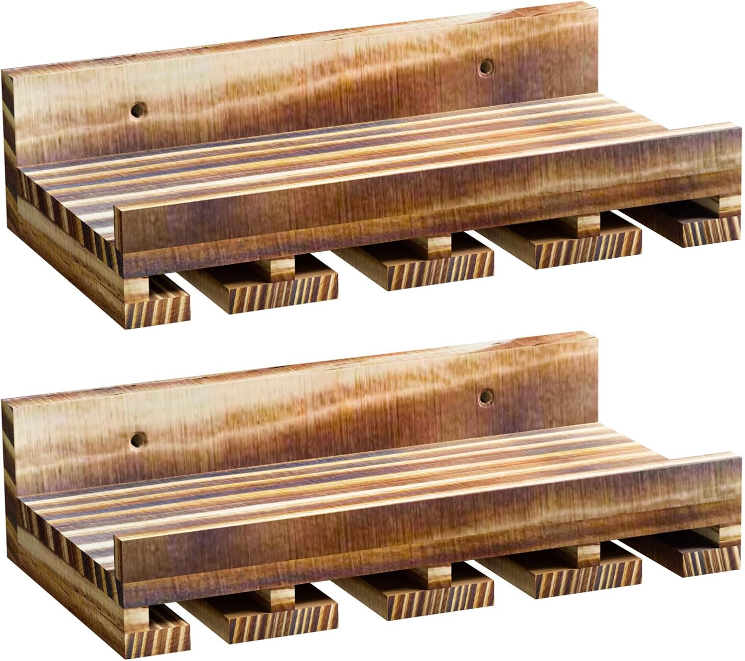 Homde 2-Pack Wall Mounted Wood Wine Rack with Glass Holder-Homde