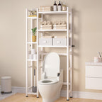 Homde Bamboo Over-the-Toilet Storage Rack with 2 Baskets and Adjustable Shelf-Homde