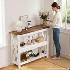 3-Tier Wood Entryway Table, 41" Narrow Console Table-Homde