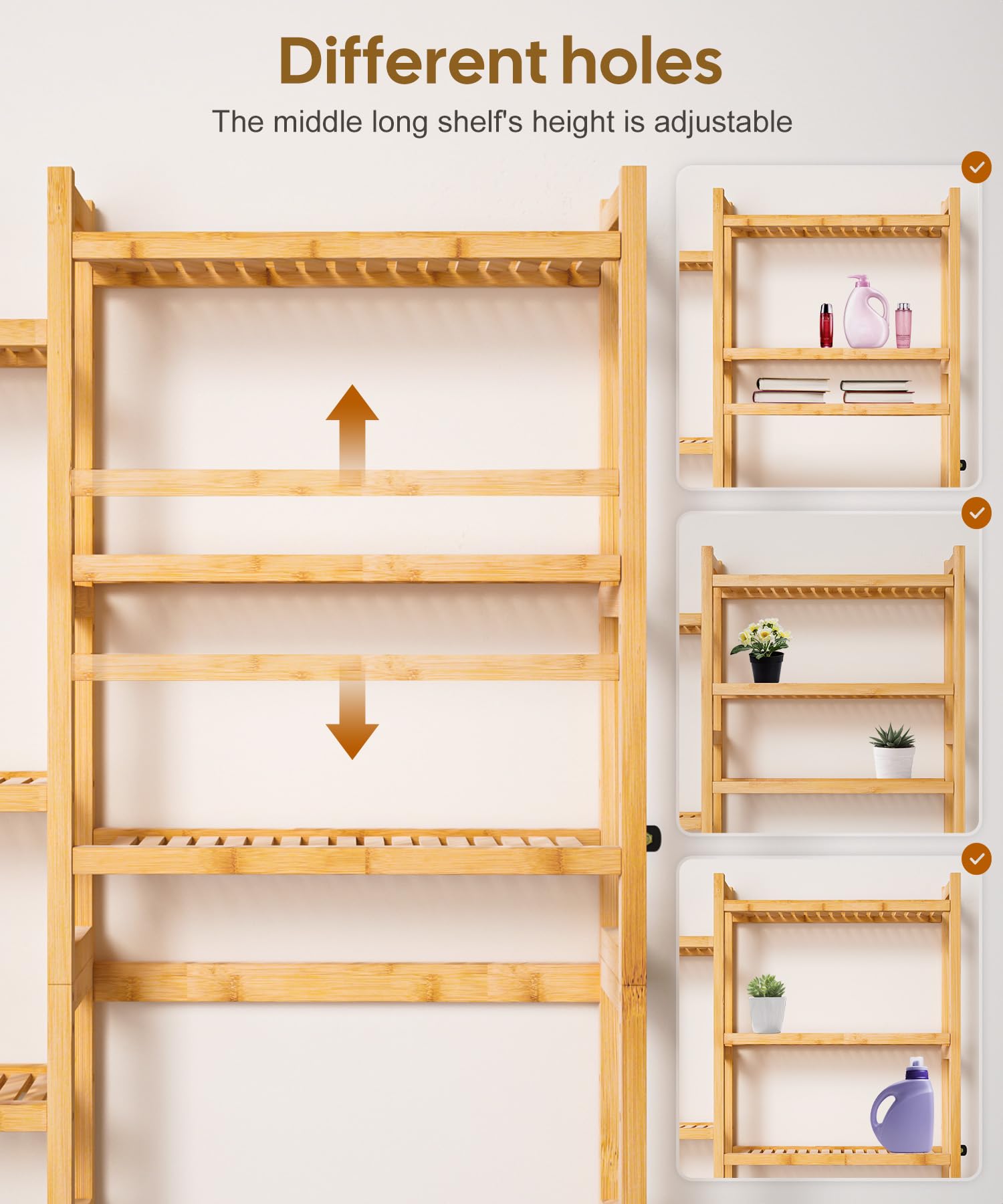 Homde Bamboo Over-the-Toilet Storage Rack with 2 Baskets and Adjustable Shelf-Homde