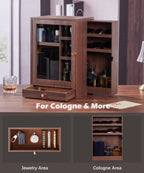 Homde Wooden Cologne Organizer with Drawers and Clear Display Window-Homde