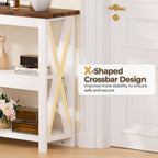 3-Tier Wood Entryway Table, 41" Narrow Console Table-Homde
