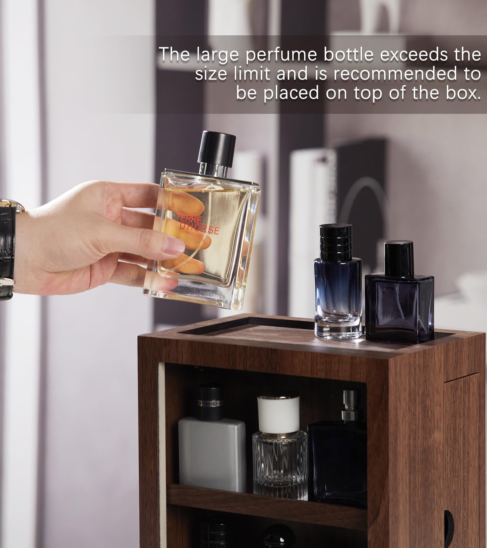 Homde Wooden Cologne Organizer with Drawers and Clear Display Window-Homde
