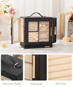 Homde 360° Rotating Jewelry Box with Mirror, 7 Drawers and Necklace Hooks