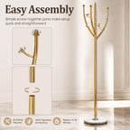Homde Metal Coat Rack Stand with Natural Marble Base and 8 Hooks