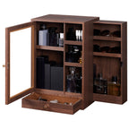 Homde Wooden Cologne Organizer with Drawers and Clear Display Window-Homde