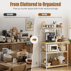 Homde Bakers Rack with Power Outlet: Adjustable 4-Tier Stand (Light Wood)