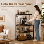Homde Bakers Rack with Power Outlet: Adjustable 4-Tier Stand (Light Wood)