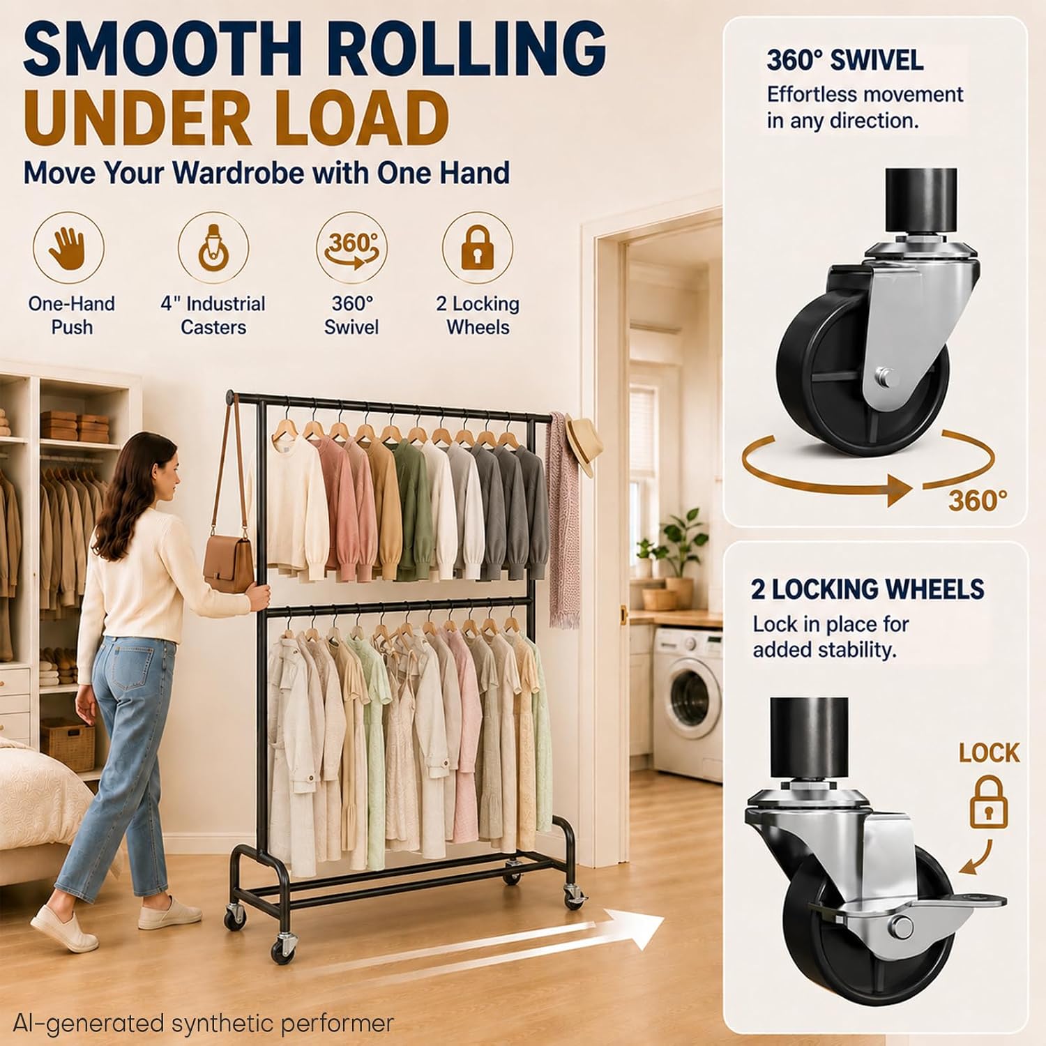 Homde Sturdy Clothes Rack for Bedroom: 462 lbs Heavy Duty Capacity