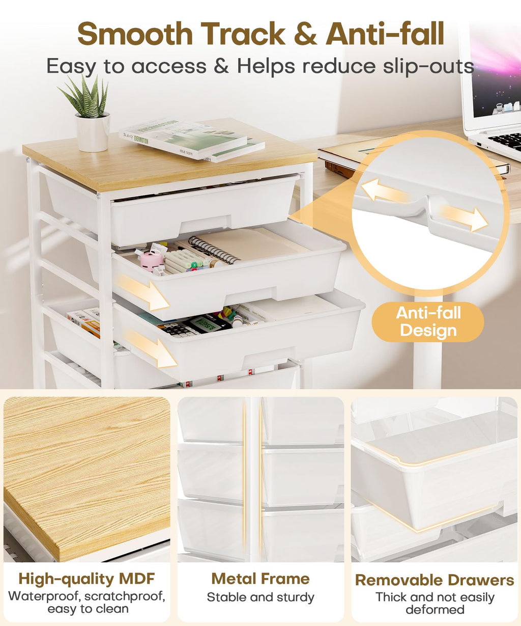 Homde Rolling Storage Drawer Cart with 8 Drawers and Lockable Wheels-Homde