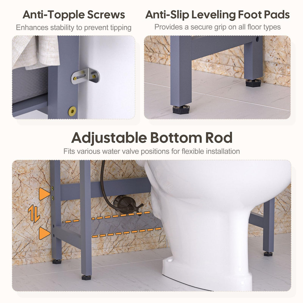 Homde Over The Toilet Storage Rack with Basket and Drawer, Adjustable 4-Tier Bamboo