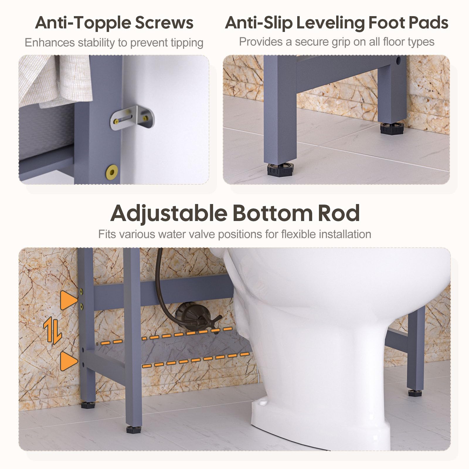 Homde Over The Toilet Storage Rack with Basket and Drawer, Adjustable 4-Tier Bamboo