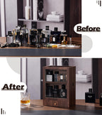 Homde Wooden Cologne Organizer with Drawers and Clear Display Window-Homde