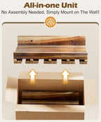 Homde 2-Pack Wall Mounted Wood Wine Rack with Glass Holder-Homde