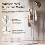 Homde Metal Coat Rack Stand with Natural Marble Base and 8 Hooks