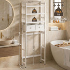 Homde Over The Toilet Storage Rack with Basket and Drawer, Adjustable 4-Tier Bamboo