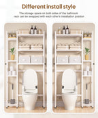 Homde Bamboo Over-the-Toilet Storage Rack with 2 Baskets and Adjustable Shelf-Homde
