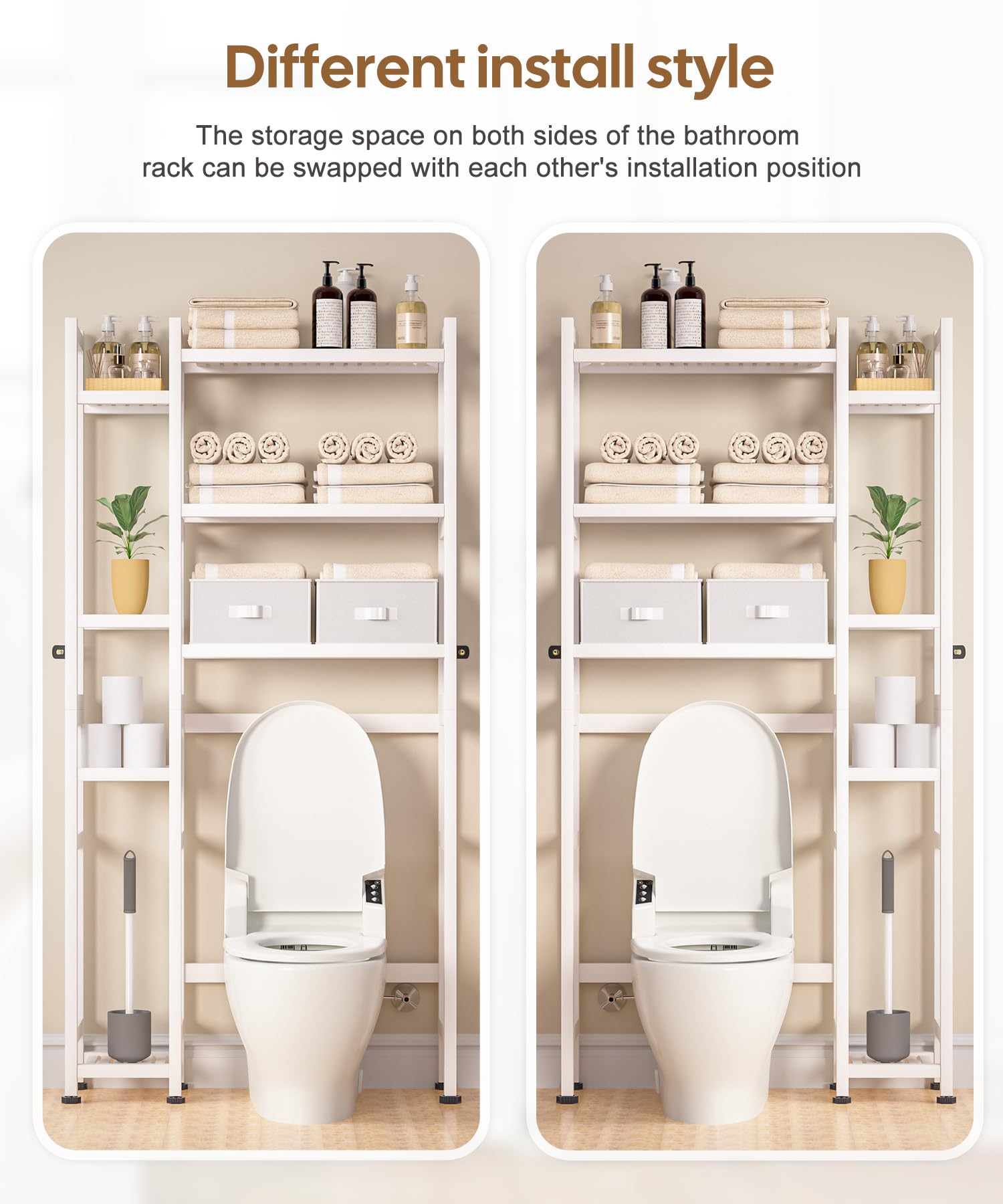 Homde Bamboo Over-the-Toilet Storage Rack with 2 Baskets and Adjustable Shelf-Homde