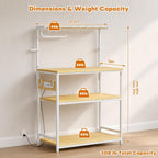 Homde Bakers Rack with Power Outlet: Adjustable 4-Tier Stand (Light Wood)