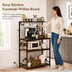 Homde Bakers Rack with Power Outlet: Adjustable 4-Tier Stand (Light Wood)