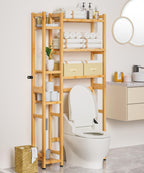 Homde Bamboo Over-the-Toilet Storage Rack with 2 Baskets and Adjustable Shelf-Homde