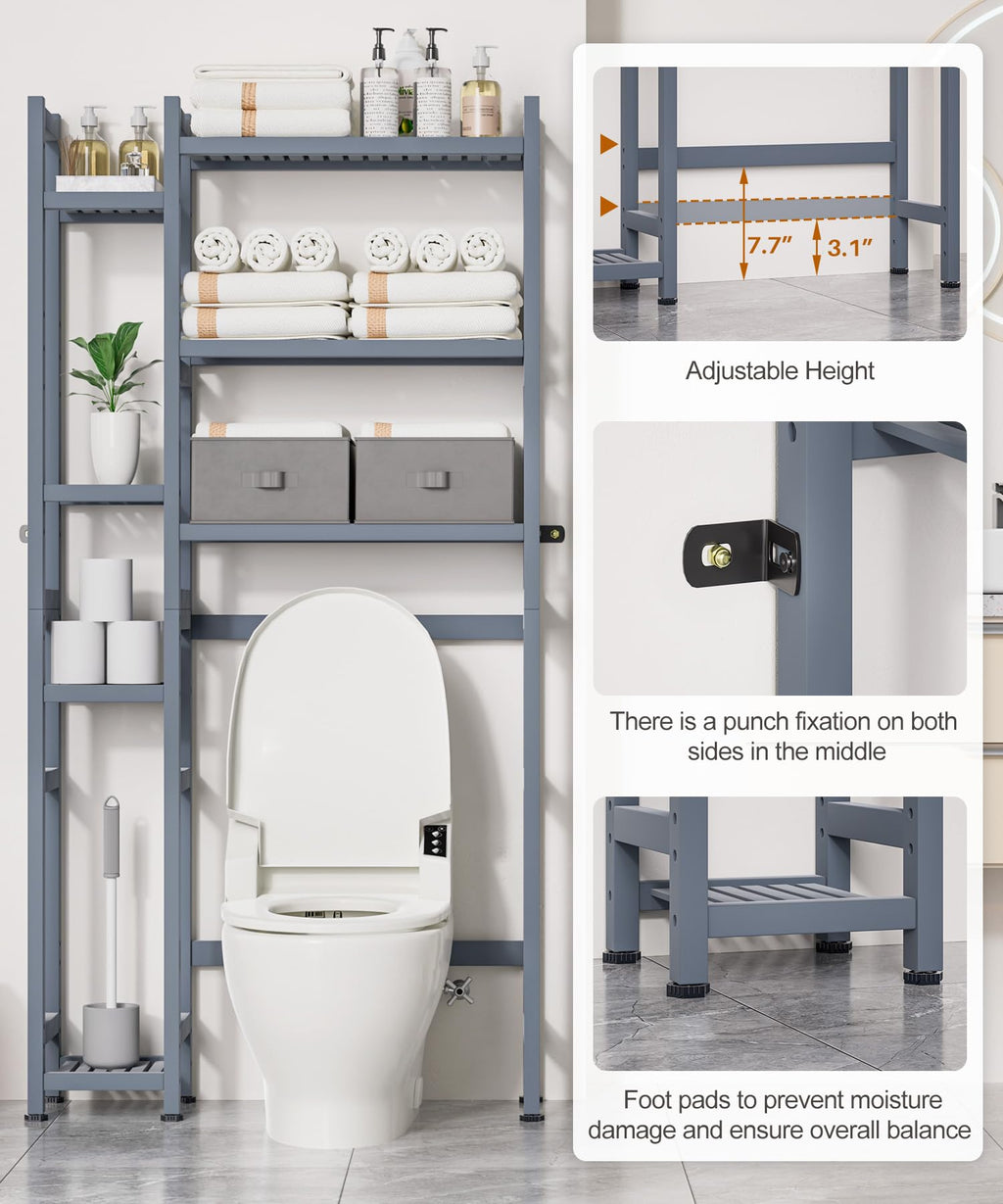 Homde Bamboo Over-the-Toilet Storage Rack with 2 Baskets and Adjustable Shelf-Homde