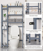 Homde Bamboo Over-the-Toilet Storage Rack with 2 Baskets and Adjustable Shelf-Homde