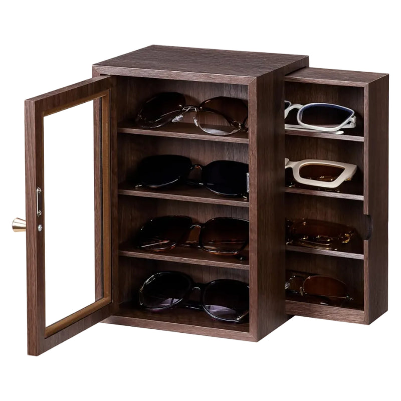Homde Wooden Sunglass Organizer with Drawer and Clear Window-Homde