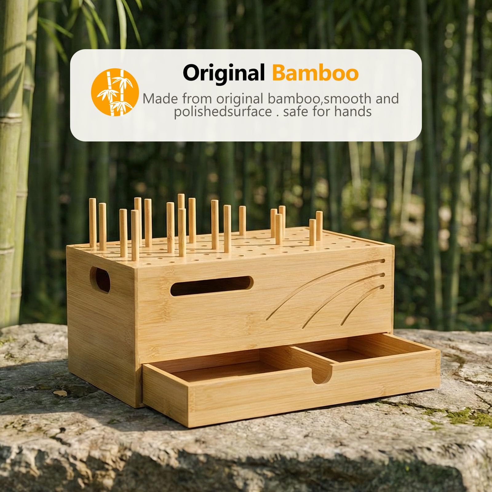 Homde Bamboo Charging Station Organizer with Drawer for Multiple Devices-Homde