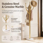 Homde Metal Coat Rack Stand with Natural Marble Base and 8 Hooks