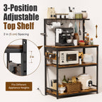 Homde Bakers Rack with Power Outlet: Adjustable 4-Tier Stand (Light Wood)