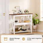 3-Tier Wood Entryway Table, 41" Narrow Console Table-Homde