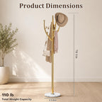 Homde Metal Coat Rack Stand with Natural Marble Base and 8 Hooks