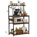 Homde Bakers Rack with Power Outlet: Adjustable 4-Tier Stand (Light Wood)