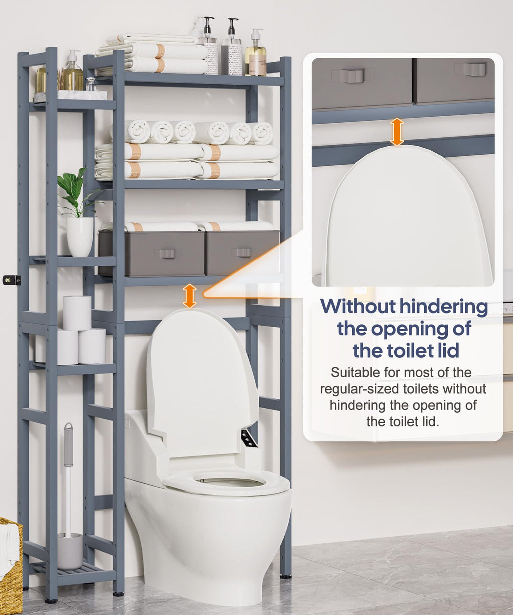 Homde Bamboo Over-the-Toilet Storage Rack with 2 Baskets and Adjustable Shelf-Homde