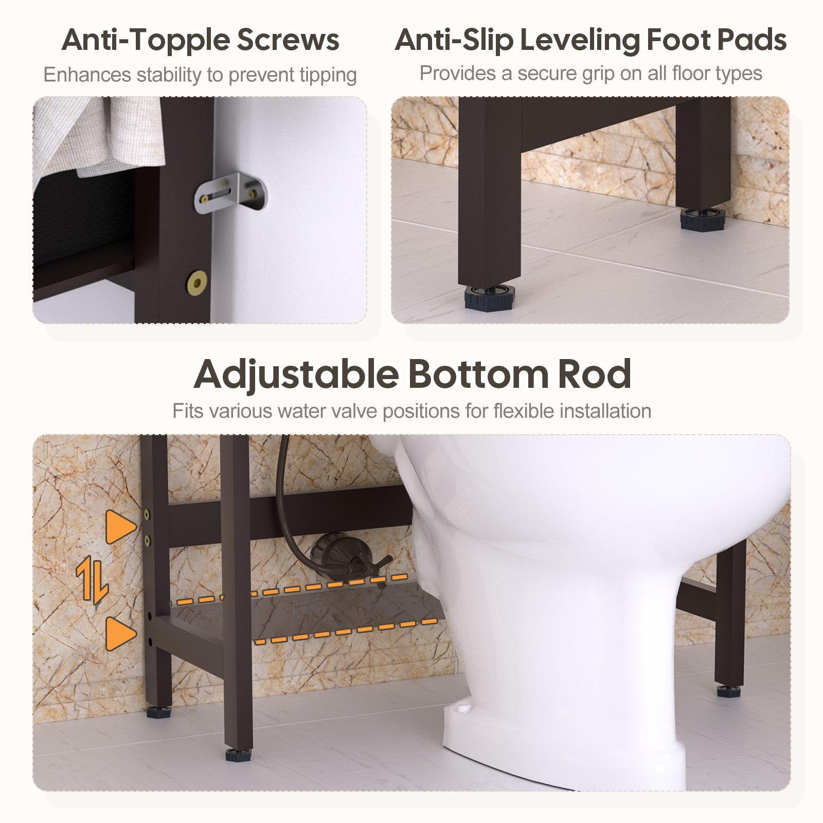 Homde Over The Toilet Storage Rack with Basket and Drawer, Adjustable 4-Tier Bamboo