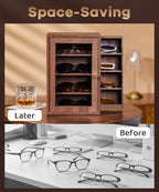 Homde Wooden Sunglass Organizer with Drawer and Clear Window-Homde