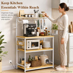 Homde Bakers Rack with Power Outlet: Adjustable 4-Tier Stand (Light Wood)