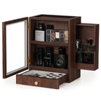 Homde Wooden Cologne Organizer with Drawers and Clear Display Window-Homde