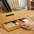 Homde Bamboo Charging Station Organizer with Drawer for Multiple Devices-Homde