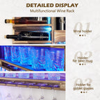 Homde Wall Mounted Wooden Wine Rack with Glass Holder-Homde