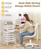 Homde Rolling Storage Drawer Cart with 8 Drawers and Lockable Wheels-Homde